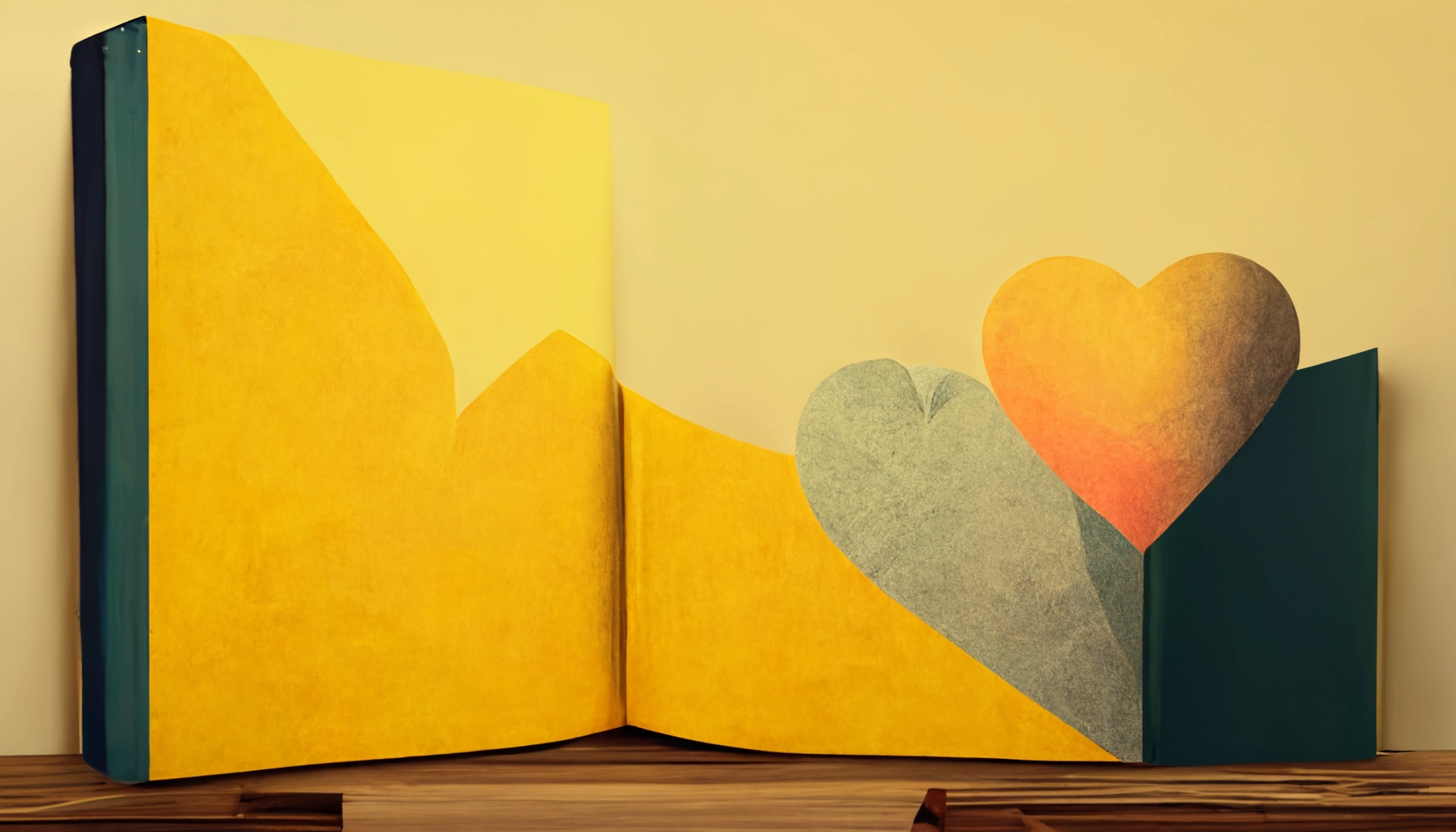 Bücher über Selbstliebe, gelbes abstraktes Buch mit gelbem Herz