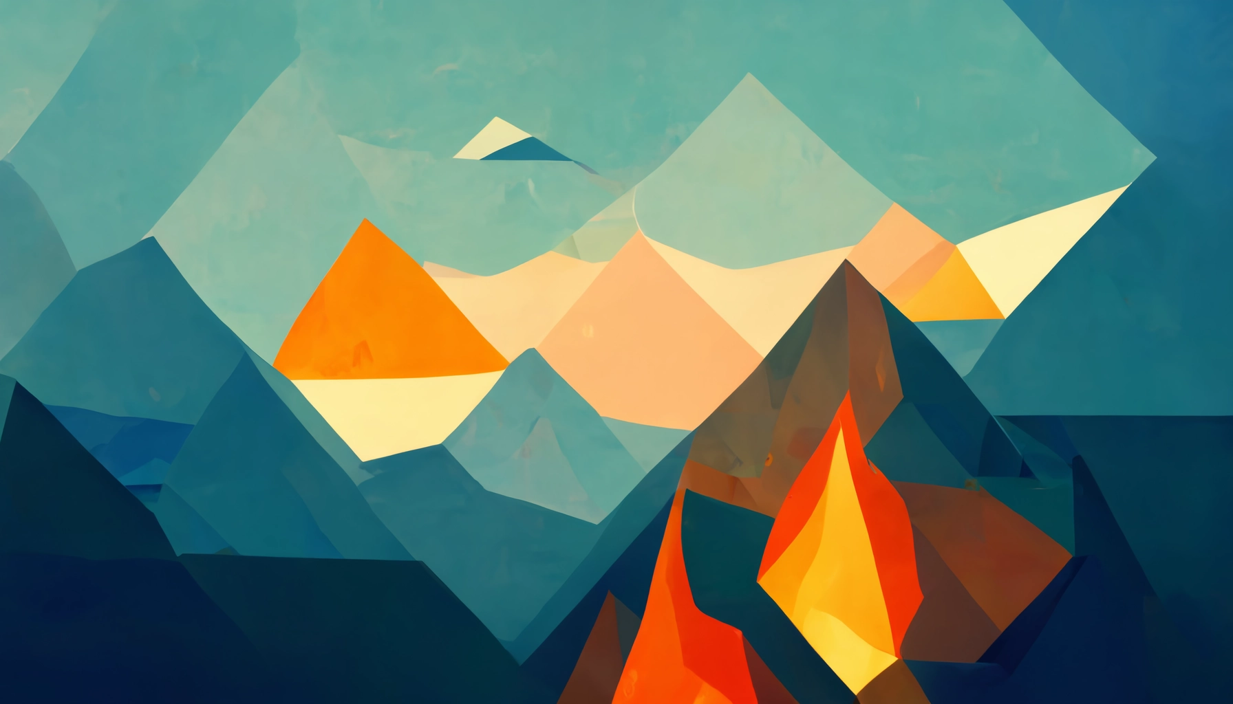 Unterdrückte Wut zulassen, abstrakte Berge mit orangem Feuer