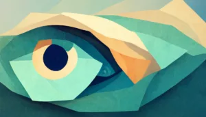 Visualisieren lernen, Nahaufnahme eines abstrakten blauen Auges