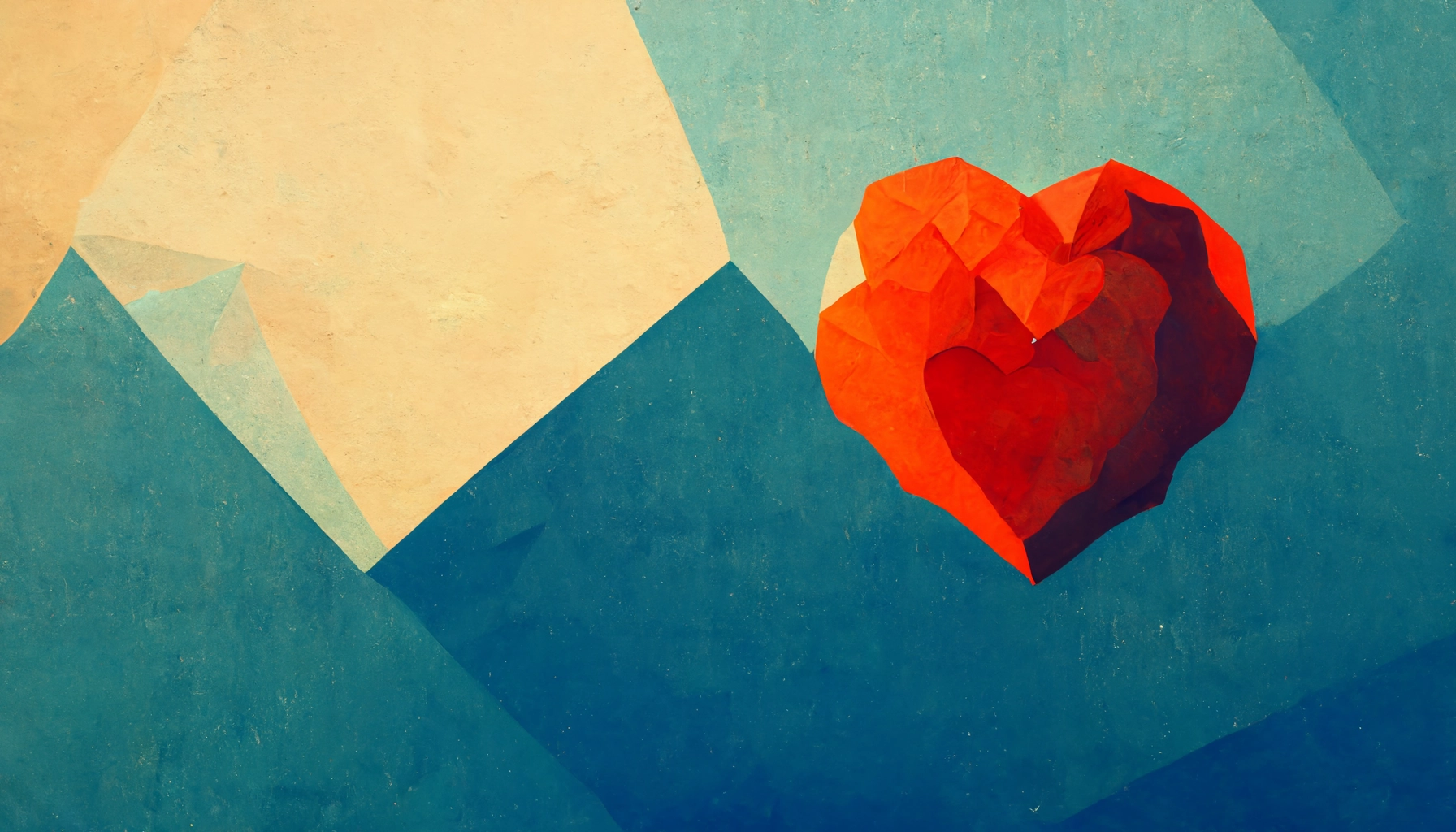 wie lerne ich mich selbst zu lieben, abstraktes rotes Herz auf blauem Grund