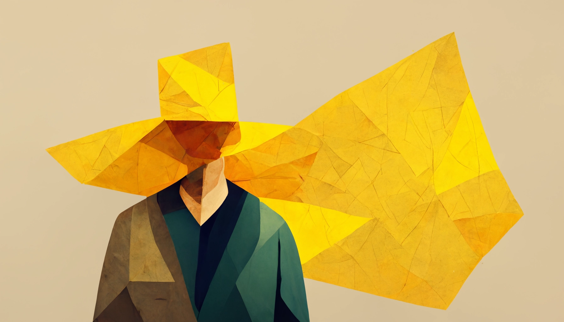 psychografie test, abstraktes bild eines menschen mit gelben kopf